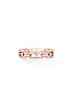 The Messika Move Uno Pavé Diamond Pink Gold Ring is a exceptional addition to your hand in 18K pink gold and 0.43 ct... diamonds. In the most minimalist version, the Move Uno diamond jewelry collection highlights a moving diamond at its center. This piece of luxury jewelry completes every day style in brilliance. Messika Ring, Messika Move Uno, Pink Gold Ring, Pink Gold Rings, Paris Jewelry, Pave Ring, Exclusive Gift, Pave Diamonds, Gemstone Colors