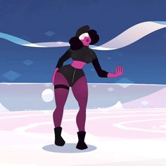 a woman in black and pink is skating on the ice