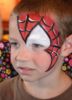 Spiderman Face Paint, Halloween Makeup For Kids, Spiderman Face