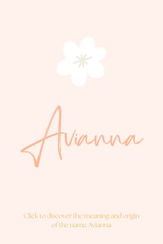 a pink background with an orange flower and the words,'avana'on it