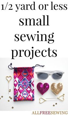 sewing project with text overlay that says, 12 yard or less small sewing projects