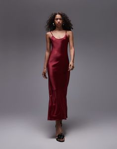 Dresses by Topshop This is Topshop Scoop neck Fixed straps Scoop back Regular fit Maroon Dress, Maxi Slip Dress, Maxi Dress Trend, Petite Maternity, Prom Party Dresses, Plus Size Pregnancy, Cami Dress, Guest Dresses, Festival Fashion