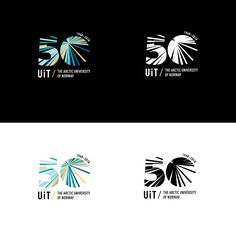 four logos designed for the university of technology and innovation, including one with an image of a