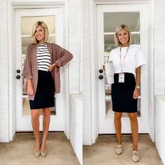 30+ Teacher Workwear Looks for Back to School - Loverly Grey Black Pencil Skirt Outfit, Pencil Skirt Outfits Casual, Black Skirt Outfits, Teacher Dresses, Pencil Skirt Outfits, Business Casual Outfits For Work, Teacher Outfit