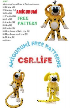 two stuffed animals are shown with the caption in english and spanish for free pattern