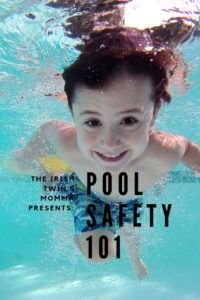 a young child swimming under water with the words pool safety 1011 above it's head