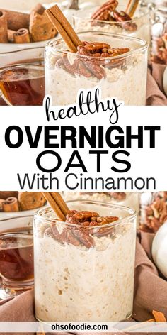 Text reads Healthy Overnight Oats With Cinnamon Healthy Overnight Oats