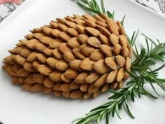 a close up of a pine cone on a plate