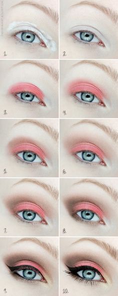 Hübsche Pastell Make-up-Ideen für den Frühling  #fruhling #hubsche #ideen #pastell Coral Eyeshadow, Blue Eye Makeup Tutorial, Eyeshadow Tutorial For Beginners, Make Up Studio, Eyeshadow For Blue Eyes, Linda Hallberg, Makeup For Blue Eyes