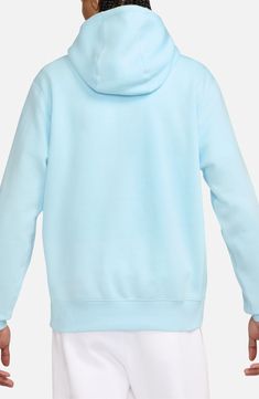 Sweet branding elevates a classic hoodie shaped from soft cotton-blend fleece. 27" length (size Medium) Drawstring hood 80% cotton, 20% polyester Machine wash, tumble dry Imported Sweet Branding, Fleece Hoodie, Cotton Blend, Nordstrom, Branding, Size Medium, Nike, Blue