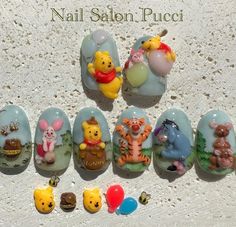 Nail Salon Pucci☆Tokyo on Instagram: "🍯🧸Winnie the Pooh🎈🐝 プーさん連投に長々とお付き合いいただきましてありがとうございました♥️ トップ有りバージョン無しバージョン、夕日バージョンそれぞれ手ブレ動画も載せてみました✨ 見ていただけると嬉しいです🍯🐝⋆゜ 背景は @nailkoubou さんのシャドウクリアと @d.nail_offical さんの #極ジェル クレイジェルは @nailkoubou さんと @grace_gel さんからの提供品です♥️ 詳細はそれぞれのメーカーさんのアカウントから確認してみてください🧸🍯🐝⋆゜ 色んなキャラやネイルのやり方載せてます♡♡♡ フォローもして頂けると嬉しいです♡♡♡ Please look at the previous post to see how to make and Follow me ➡️ @nailsalonpucci 使用カラー等のご質問はコメント欄にお願いします♪̊̈♪̆̈ オーダーチップや、3Dパーツのオーダーも承りますのでDMからお気軽に Winnie Pooh Nails, Winnie The Pooh Nails, Hippie Nails, Disney Nails, 3d Cartoon, Manicure And Pedicure, Nail Salon, Spring Nails, Cute Nails