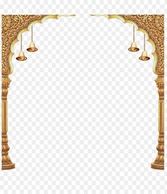 an arch with two bells hanging from it, on a transparent background png clipart