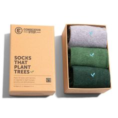 Conscious Step Gift Box - Socks That Plant Trees Forest Gardens, Regenerative Farming, Tree Embroidery, Green Socks, Nutritious Food, Forest Garden, Tree Hugger, Developing Country, Green Grey