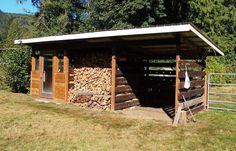 there is a shed that has logs in it