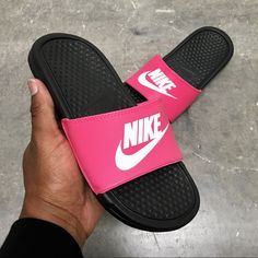 Nike Benassi " Jdi " ( Gs/Ps ) Dynamic Pink / White / Black Gs / Ps Us Size 3y Women's Us Size 10 Condition: Brand New - Without Box *Satisfaction Is 100% Guaranteed* Additional Notes: Guaranteed To Be 100% Authentic Nike Merchandise (Purchased From An Authorized Nike Retailer) Sandal Slide Sandals Color Comfortable Sz3y Size3y Spring Shoes Women, Black And White Sandals, Bday List, Blonde Babies, Nike Sandals, Nike Benassi, Athletic Sandals, Casual Outfits For Teens, Toddler Sandals