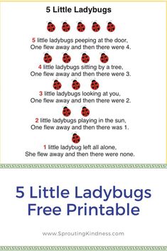 the five little ladybugs printables for kids to learn how to read them