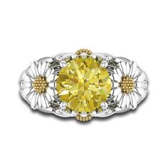 a yellow and white diamond ring