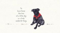 a drawing of a black dog with a red bandanna around it's neck