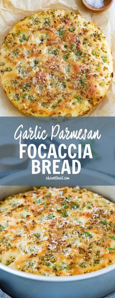 garlic parmesan focaccia bread is an easy and delicious side dish