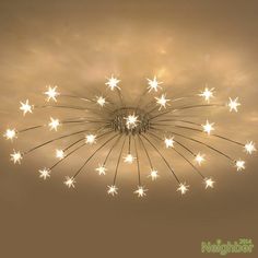 the ceiling light is decorated with white stars