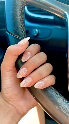 Birthday Nail Simple, Grad Party Nails, Summer Graduation Nails, Summer Birthday Nails Almond, Neutral Birthday Nails, Nails Sweet 16, Sweet Sixteen Nails, Birthday Nails Gel, Birthday Gel Nails