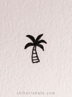 a black and white drawing of a palm tree