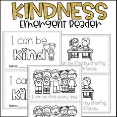 Teach kindness with this emergent reader! Students will love reading about different ways to be kind. This is also good review for the sight word "can." Check out my kindness poster and recording sheet as well! Get them all in this bundle!If you enjoy this I would truly appreciate a review! Thank you!Keywords: Kindness activities, kindness book, kindness mini book, kindness center Kindness Club Activities For Kids, Kindness Activities Preschool, K3 Activities, Friendship Activities Preschool, Emergent Readers Free, Kindness Activities For Kids, Ece Activities, Kindness Poster, Kindness Club