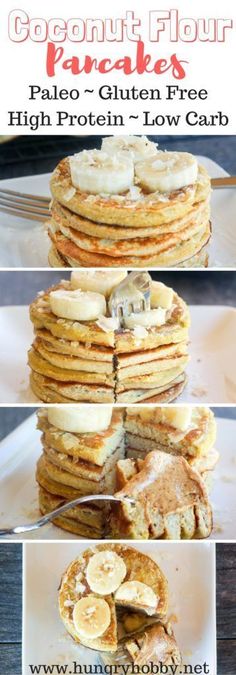 a stack of pancakes sitting on top of a white plate