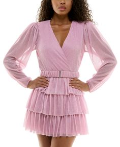 in stock Long Windows, Junior Outfits, Pink Pink, Sheer Sleeves, Tiered Dress, A Line Skirts, Pullover Styling, Pink Dress, Gold Color