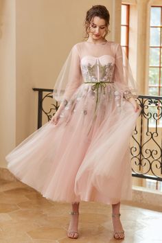 Zapaka Women Prom Dress Light Nude A Line Jewel Tea Length Party Dress with Long Sleeves – ZAPAKA Prom Dress With Long Sleeves, 50th Birthday Party For Women, Nude Prom Dresses, Tea Length Prom Dress, Mesh Overlay Dress, Lovely Partner, Women Lace Dress, Tea Party Dress, Womens Prom Dresses