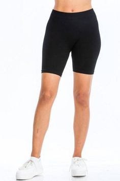 Ebony Biker Shorts RIBBED SEAMLESS BIKE SHORTS 92% NYLON,8% SPANDEX MODEL IS Height 5' 9" Bust 32" Waist 24" Hips 36" AND IS WEARING A SMALL Black Biker Shorts For Yoga With Short Inseam, Stretch Biker Shorts For Yoga, Elastic Biker Shorts For Sports, Stretch Biker Shorts For Gym With Short Inseam, Elastic Biker Shorts For Workout, Elastic Waistband Biker Shorts For Workout, Black Stretch Pants With Short Length, Black Stretch Pants Short Length, Sporty Elastic Biker Shorts