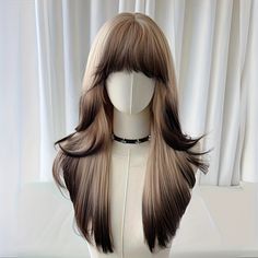 Faster shipping. Better service Curling Straight Hair, Straight Hair Wig, Creative Hair Color, Ombre Wigs, Work Hairstyles, Wig With Bangs, Long Straight Hair, Hair Inspiration Color