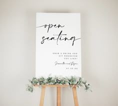 "This Open Seating Sign is a digital editable template, using Templett.com. Edit right in your web browser. It features an elegant style and beautiful typography. This Modern Sign will be the perfect touch for your Wedding, Rehearsal dinner, Engagement party, Vow Renewal, Bridal Shower, Bachelorette Party or other event. You will receive an access link within minutes after purchase to your email. Make your edits (wording, font, background color etc.), download and print at home or with print sho Sign For No Seating Chart, Wedding Sign Sit Anywhere, Choose A Seat Wedding Sign, No Seating Plan Wedding Sign Receptions, Assigned Seats Are Not Our Style Sign, No Assigned Seating Sign, No Assigned Seating Wedding Reception, Wedding Open Seating Sign, No Seating Chart Wedding