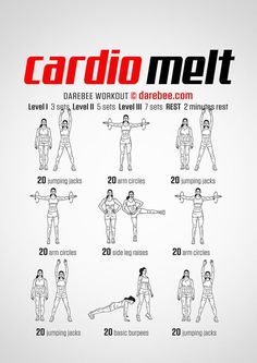 the cardio melt workout poster shows how to do it