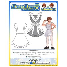 the paper doll is wearing an apron and dress