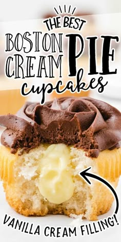 the best boston cream pie cupcakes vanilla ice cream filling is in this recipe