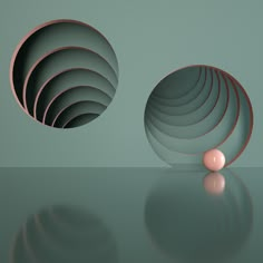 an image of two balls in the middle of a room with shadows on the floor