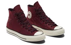 Converse Chuck Taylor All Star 1970s A04279C (SNKR/Retro/Casual/Unisex/High Top/Breathable/Wear-resistant) Stitched Converse, Hightop Shoes, Cool Converse, Maroon Converse, Red Chucks, Red Converse, Black Converse, Stunning Shoes, Cute Sneakers