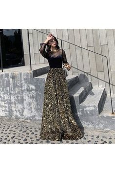 Shop Black With Gold Sparkly Formal Party Dress With Illusion Neck Sleeves online. SheProm offers formal, party, casual & more style dresses to fit your special occasions. Floor-length Prom Dress With Sheer Sleeves, Holiday Evening Gown With Contrast Sequin, Party Season Contrast Sequin Evening Gown, Elegant Prom Dresses With Contrast Sequin, Party Season Evening Gown With Contrast Sequin, Contrast Sequin Party Season Evening Gown, Contrast Sequin Gown For Evening And Party Season, Formal Gown With Contrast Sequin And Long Sleeves, Festive Floor-length Evening Dress With Contrast Sequin