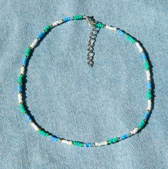 Seed Bead Choker Necklace, Blue Tiny Beads Choker For Summer, Beaded Choker With Round Beads For Beach, Turquoise Choker With Round Beads For Summer, Beaded Choker For The Beach, Beach Choker With Round Beads, Summer Turquoise Choker With Colorful Beads, Trendy Blue Choker With Tiny Beads, Adjustable Heishi Beads Choker For Beach