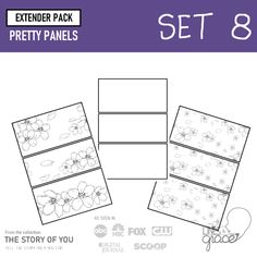 the story of you box set 8 is shown in black and white with flowers on it