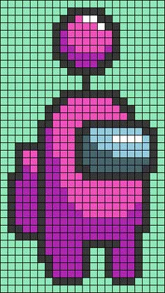 an image of a pixel style character in purple and green