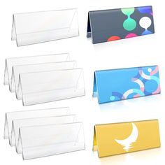 four different types of business cards and envelopes