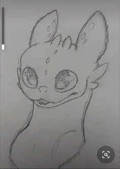 a drawing of a small animal with big eyes