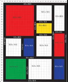 a poster with different colored squares and numbers on the front, including one for each square