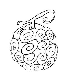 a drawing of an apple with swirls on the top and one branch in the middle