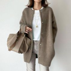 Women's Colorful Autumn Super Soft Knitted Slimming Coats – Angelfernanda Trendy Brown Sweater Coat For Layering, Casual Brown Knit Sweater Coat, Classic Brown Knitted Outerwear, Classic Knitted Brown Outerwear, Casual Brown Winter Cardigan, Casual Beige Solid Color Cardigan, Trendy Brown Sweater, Beige Knitted Sweater Coat For Fall, Knitted Beige Sweater Coat For Fall