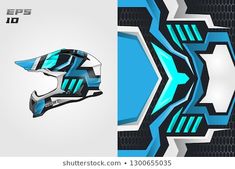 an abstract blue and black helmet design