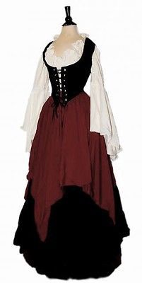 I-D-D Renaissance Medieval Peasant Wench Pirate Faire 3-Piece Costume Pirate Gown, Pirate Dress, Lady Pirate, Lace Costume, Pirate Woman, Medieval Clothing