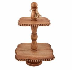 Wood Beaded Tiered Server Gifts Mudpie Mud Pie Decor, Wood Tiered Stand, Pie Decor, Tiered Server, 2023 Ideas, Tiered Stand, Wood Accessories, Christmas 2023